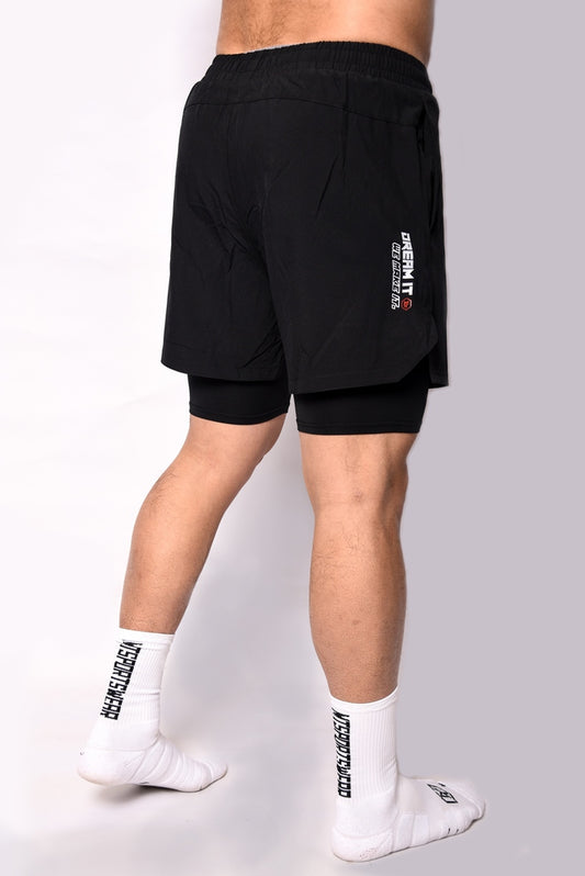 【MT休閑】黑色運動短褲 #二合一連內膽 [MT UrbanFit] Black Athletic Shorts #2-in-1