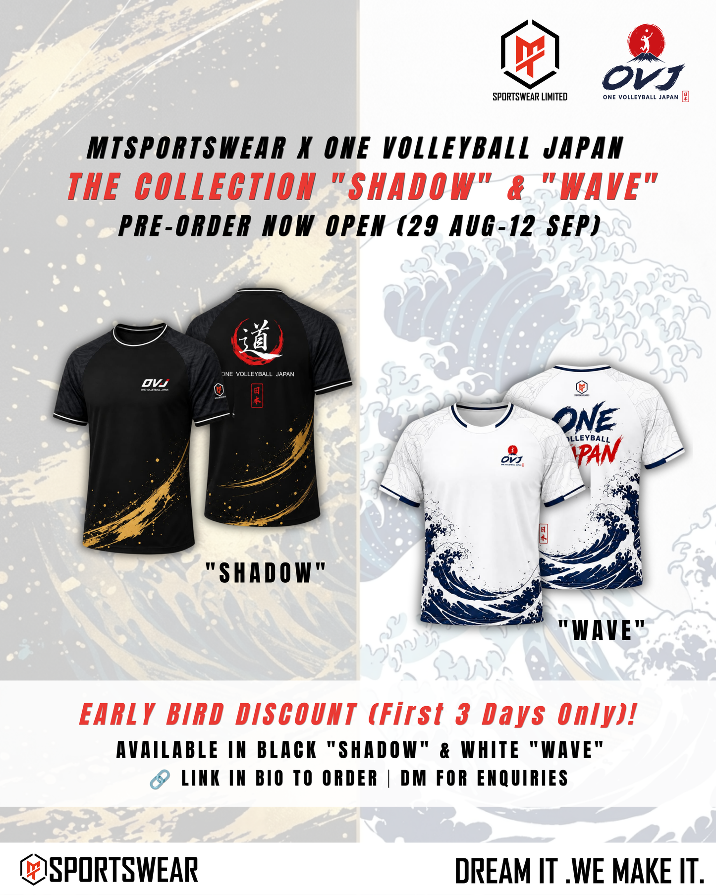 【PRE-ORDER】 MTSPORTSWEAR x ONE VOLLEYBALL JAPAN Performance Tee