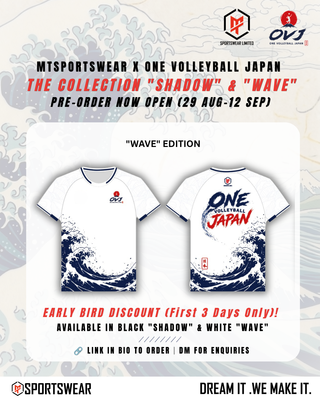 【PRE-ORDER】 MTSPORTSWEAR x ONE VOLLEYBALL JAPAN Performance Tee